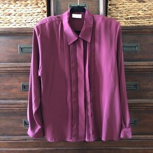 Vintage Christie & Jill Maroon button down long sleeve blouse in size XL